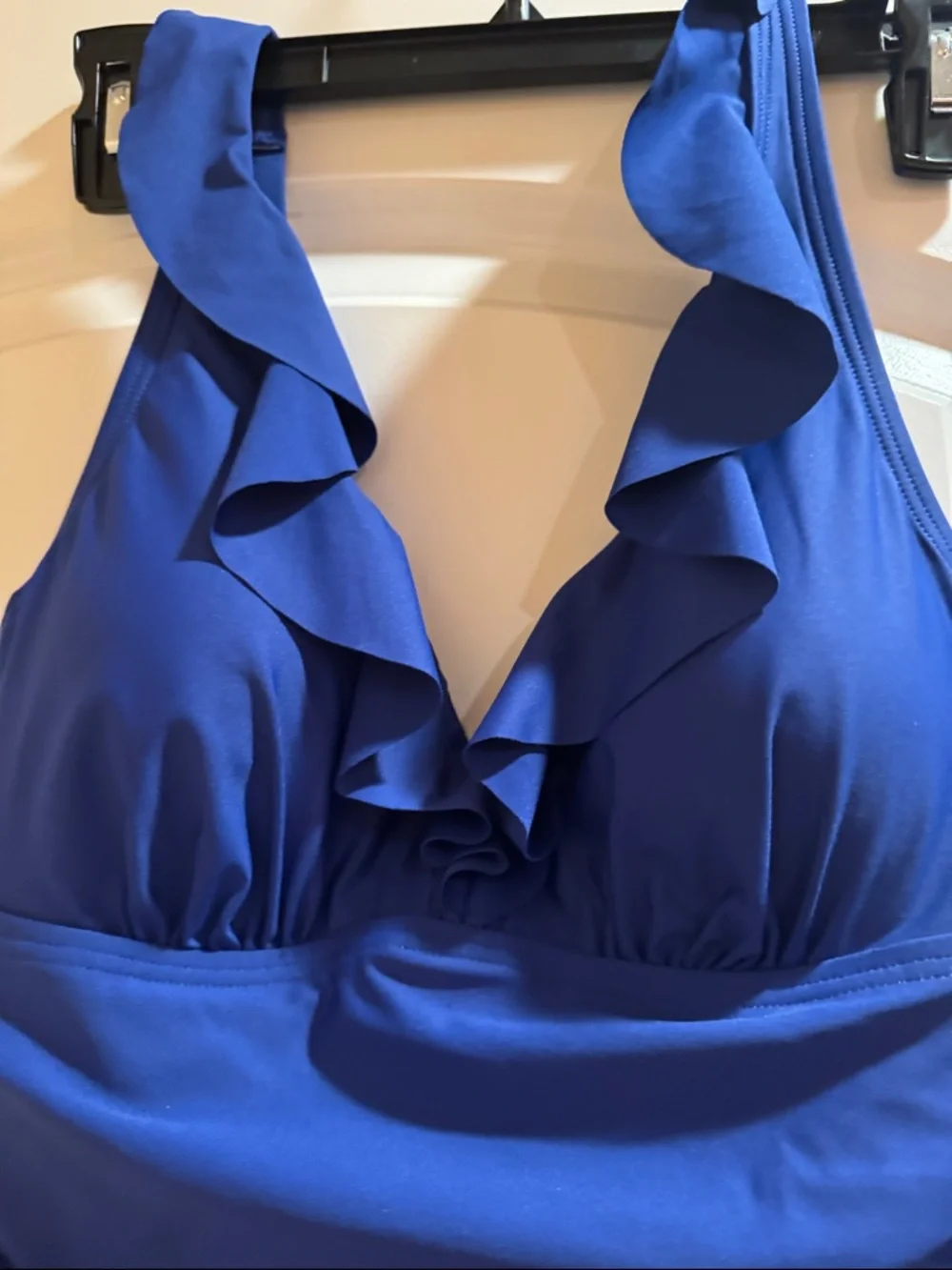 DKNY Royal Blue Ruffle  One-Piece Swimsuit - Picture 2 of 6